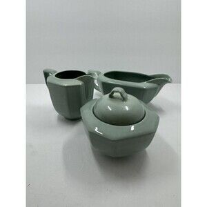 Vintage Mikasa Color Spectrum DU400 Sage Sugar Bowl Creamer And Gravy Boat 1990